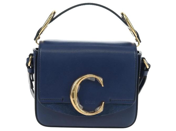 Chloé Chloe Chloe C Hand Bag Leather 2way Blue Gold - vista 2