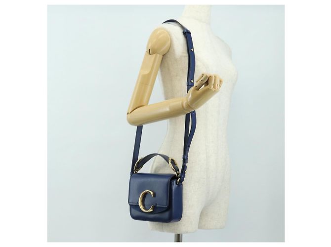 Chloé Chloe Chloe C Hand Bag Leather 2way Blue Gold - vista 27