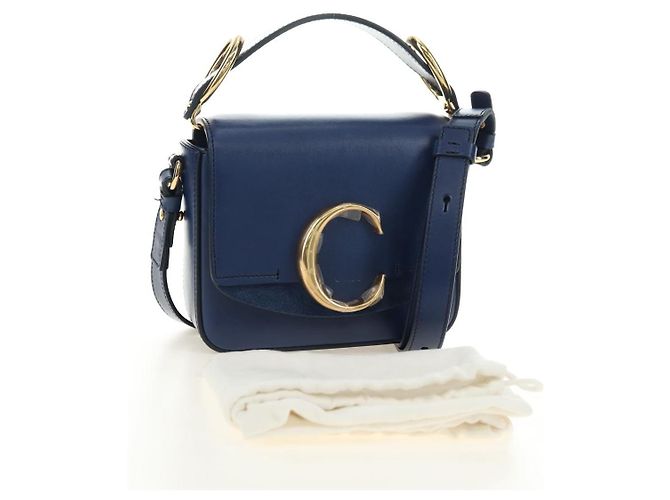 Chloé Chloe Chloe C Hand Bag Leather 2way Blue Gold - vista 28
