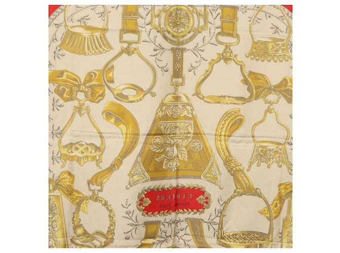 Hermès HERMES Carre 90 Scarf  ETRIERS  Silk Gold - vista 20