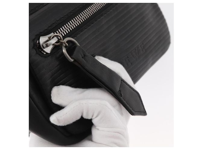 LOEWE Anagram Clutch Bag Leather Black Silver - vista 17