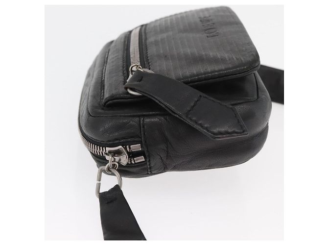 LOEWE Anagram Clutch Bag Leather Black Silver - vista 4