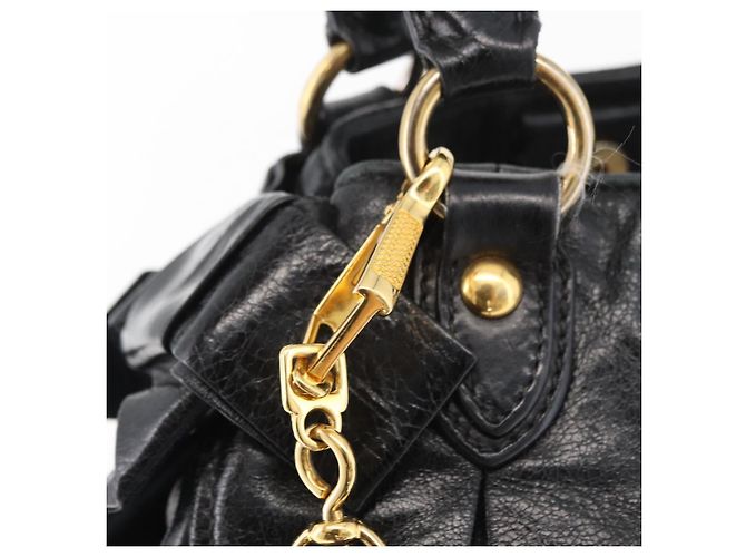 Miu Miu Hand Bag Leather 2way Black Gold - vista 10
