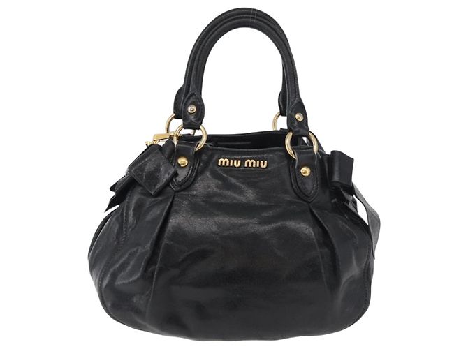 Miu Miu Hand Bag Leather 2way Black Gold - vista 13