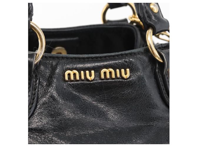 Miu Miu Hand Bag Leather 2way Black Gold - vista 19