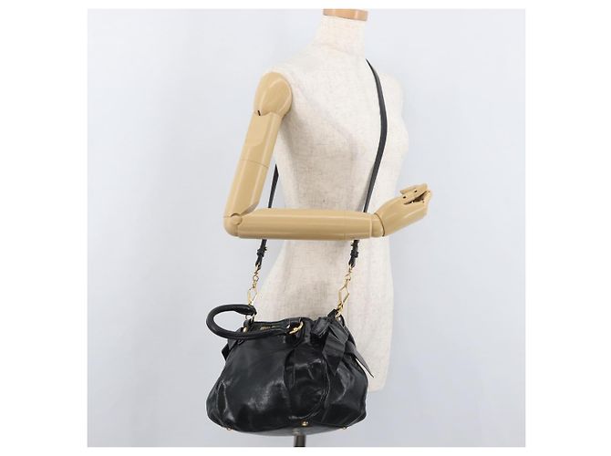 Miu Miu Hand Bag Leather 2way Black Gold - vista 26