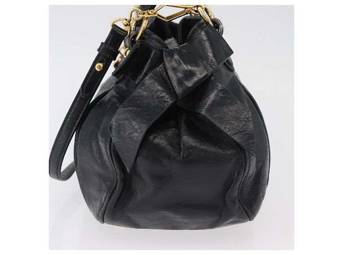 Miu Miu Hand Bag Leather 2way Black Gold - vista 3