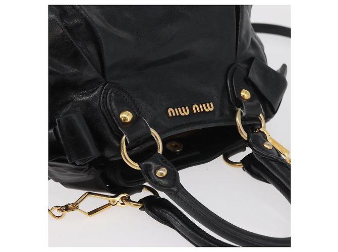 Miu Miu Hand Bag Leather 2way Black Gold - vista 6