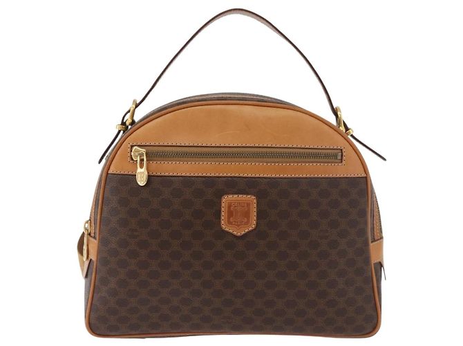 Céline CELINE Macadam Canvas Backpack PVC Leather Brown Gold - vista 13