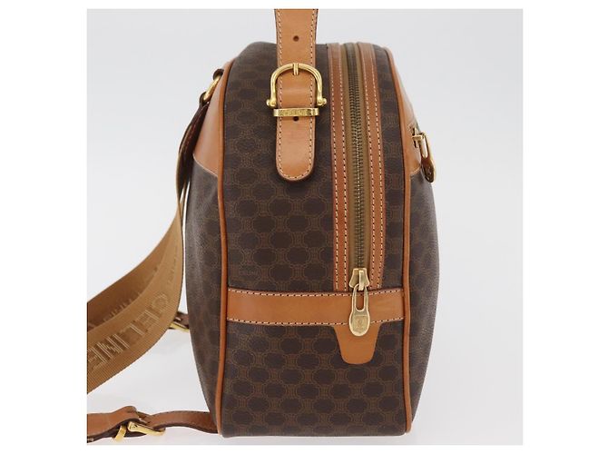 Céline CELINE Macadam Canvas Backpack PVC Leather Brown Gold - vista 4