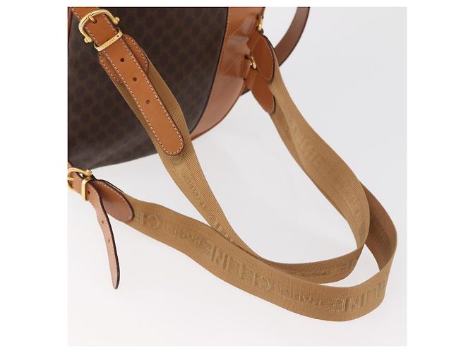 Céline CELINE Macadam Canvas Backpack PVC Leather Brown Gold - vista 9