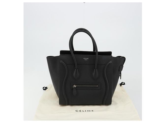 Céline CELINE Luggage Micro Shopper Hand Bag Leather Black Silver - vista 12