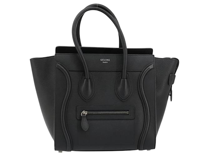 Céline CELINE Luggage Micro Shopper Hand Bag Leather Black Silver - vista 13