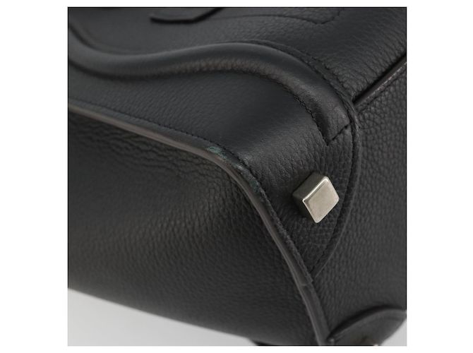 Céline CELINE Luggage Micro Shopper Hand Bag Leather Black Silver - vista 14