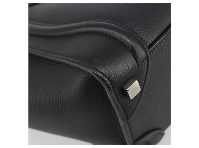 Céline CELINE Luggage Micro Shopper Hand Bag Leather Black Silver - vista 16