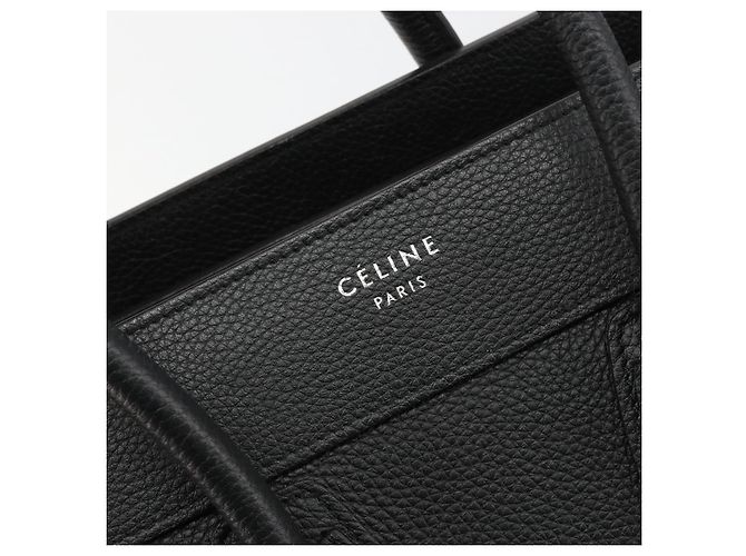 Céline CELINE Luggage Micro Shopper Hand Bag Leather Black Silver - vista 17