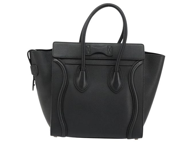 Céline CELINE Luggage Micro Shopper Hand Bag Leather Black Silver - vista 2