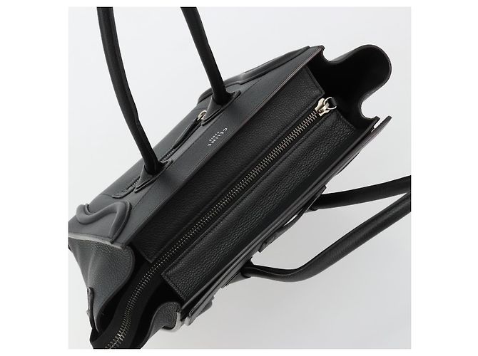 Céline CELINE Luggage Micro Shopper Hand Bag Leather Black Silver - vista 6