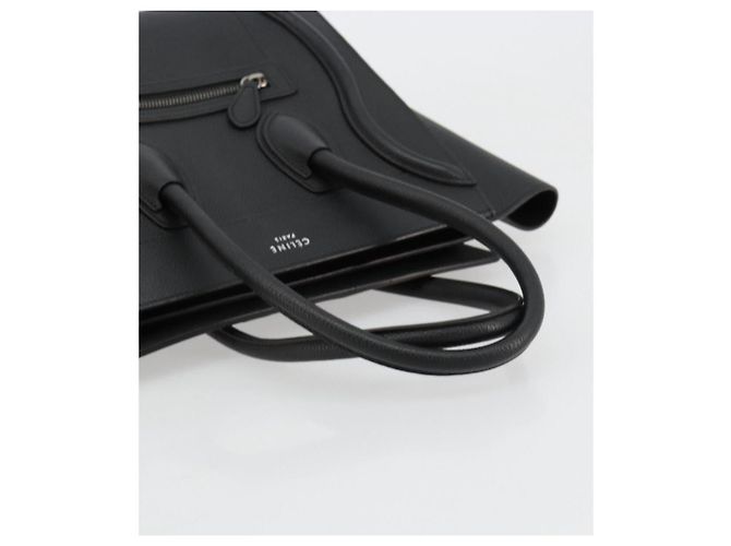 Céline CELINE Luggage Micro Shopper Hand Bag Leather Black Silver - vista 7