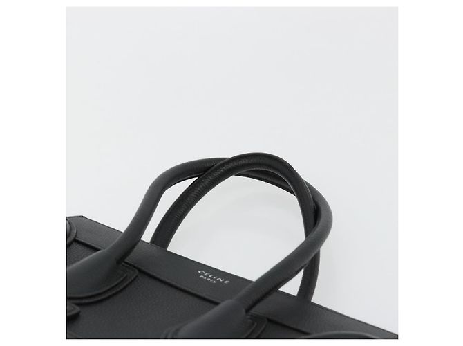 Céline CELINE Luggage Micro Shopper Hand Bag Leather Black Silver - vista 8