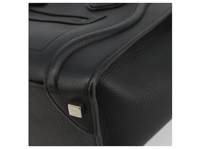 Céline CELINE Luggage Micro Shopper Hand Bag Leather Black Silver - vista 9