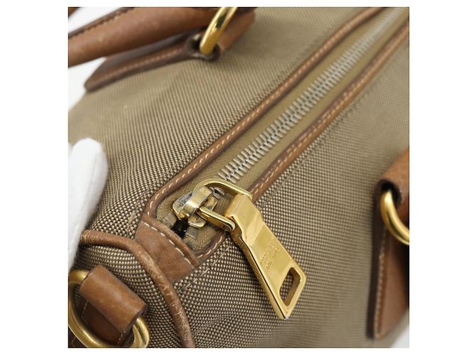PRADA Hand Bag Canvas Leather Brown Gold - vista 10