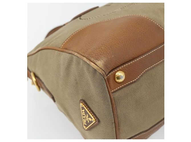 PRADA Hand Bag Canvas Leather Brown Gold - vista 14
