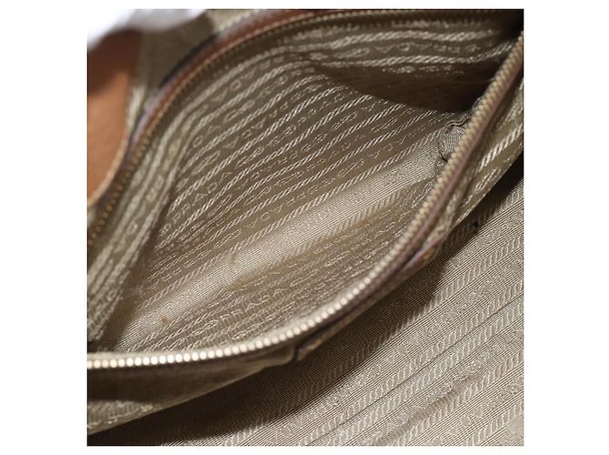 PRADA Hand Bag Canvas Leather Brown Gold - vista 22