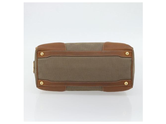 PRADA Hand Bag Canvas Leather Brown Gold - vista 5