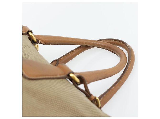 PRADA Hand Bag Canvas Leather Brown Gold - vista 8