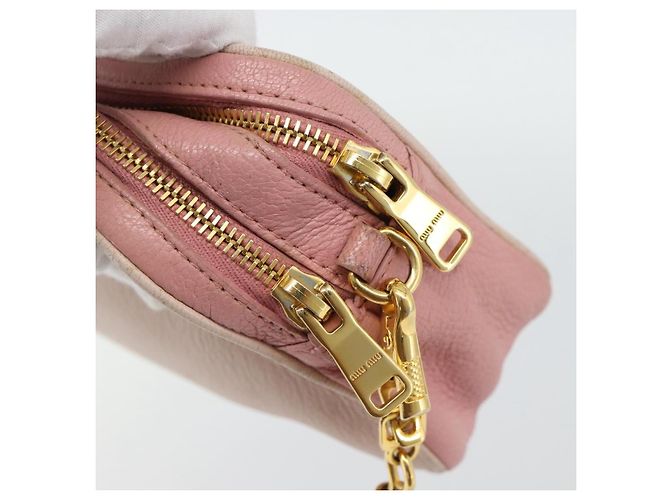 Miu Miu Shoulder Bag Leather Pink Gold - vista 10