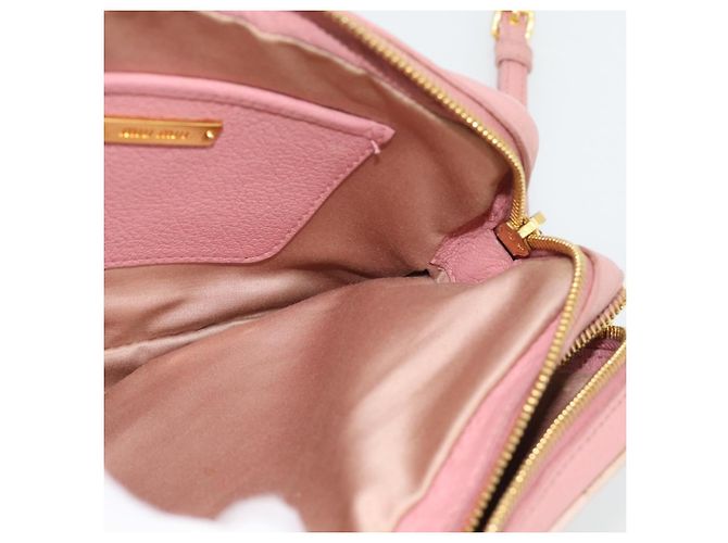 Miu Miu Shoulder Bag Leather Pink Gold - vista 19