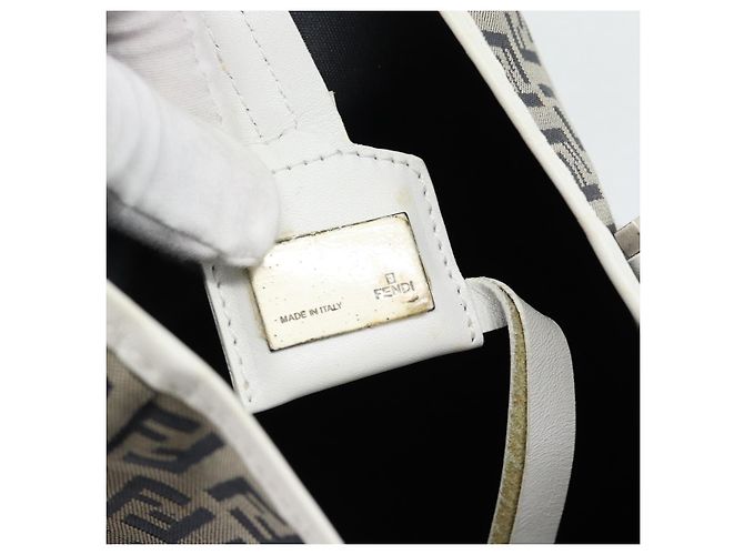 FENDI Zucchino Canvas Hand Bag Navy Silver - vista 10
