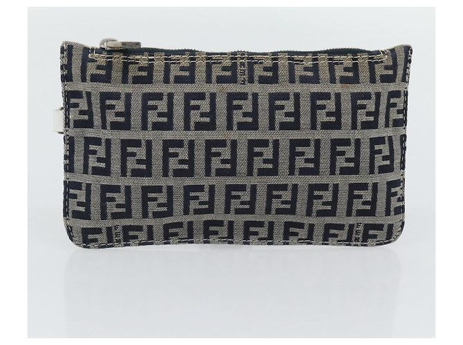FENDI Zucchino Canvas Hand Bag Navy Silver - vista 20
