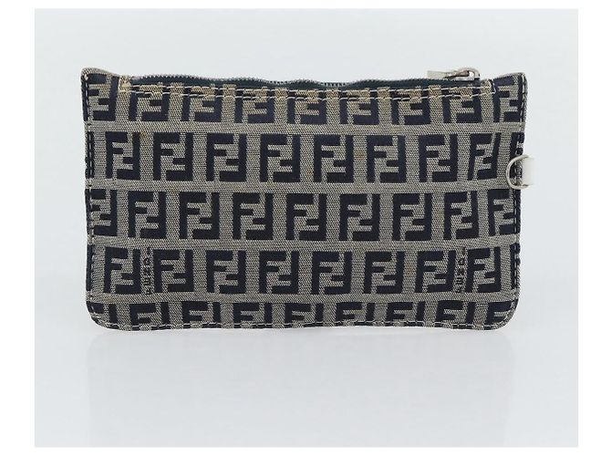 FENDI Zucchino Canvas Hand Bag Navy Silver - vista 21