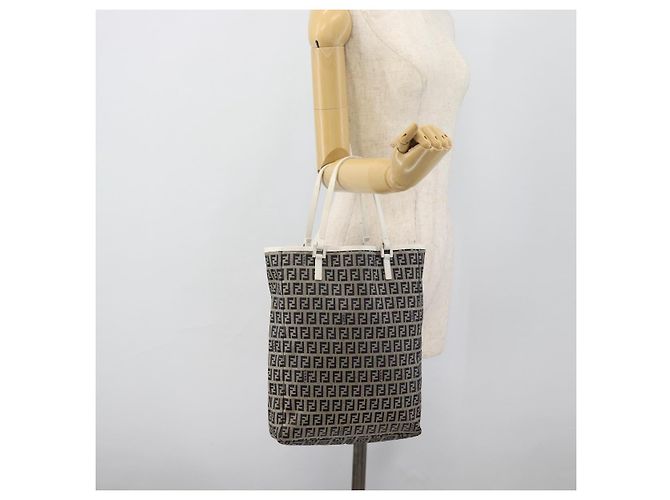 FENDI Zucchino Canvas Hand Bag Navy Silver - vista 23