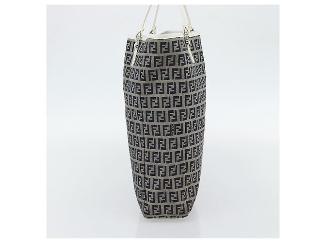 FENDI Zucchino Canvas Hand Bag Navy Silver - vista 3
