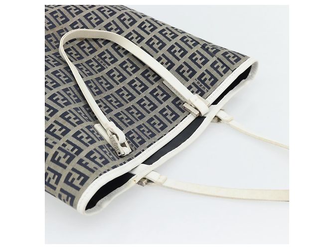 FENDI Zucchino Canvas Hand Bag Navy Silver - vista 6