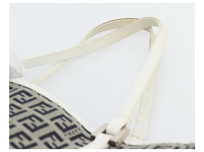 FENDI Zucchino Canvas Hand Bag Navy Silver - vista 8