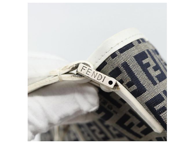 FENDI Zucchino Canvas Hand Bag Navy Silver - vista 9
