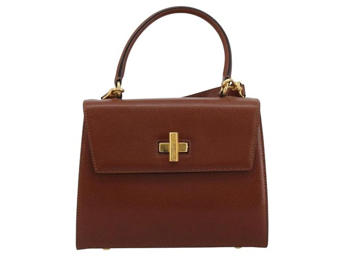 Céline CELINE Bolsa de mão em couro 2way Castanho Dourado - vista 13