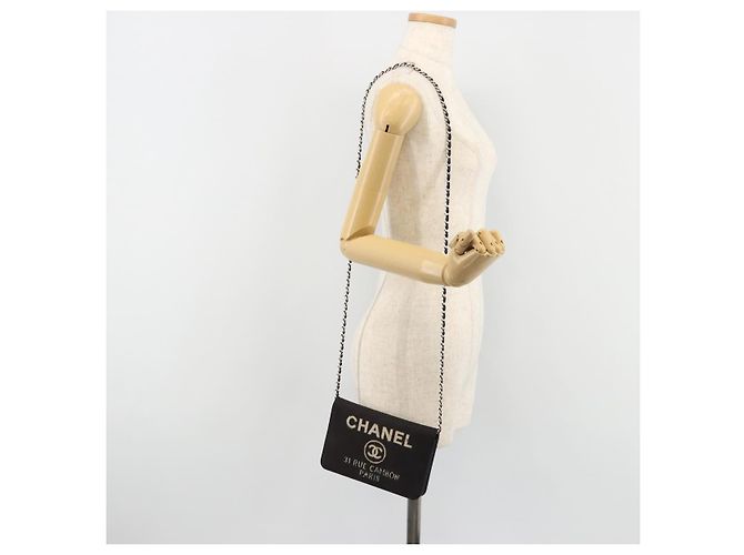 CHANEL Chain Shoulder Bag Canvas Black Silver CC - vista 26