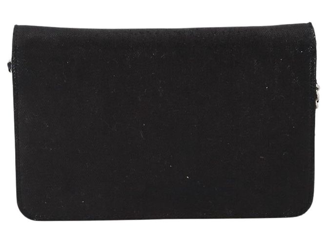 CHANEL Chain Shoulder Bag Canvas Black Silver CC - vista 3