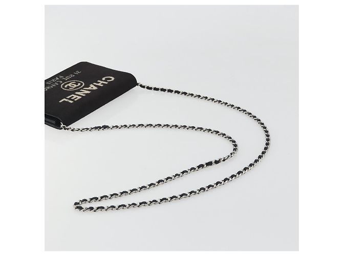 CHANEL Chain Shoulder Bag Canvas Black Silver CC - vista 7