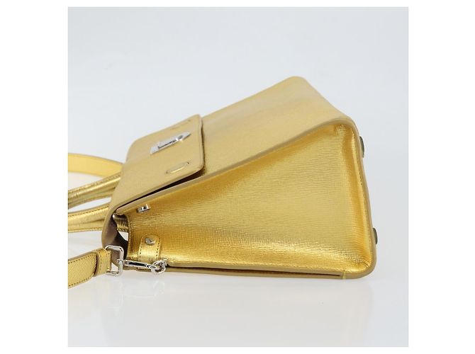 Christian Dior Hand Bag Leather 2way Gold Silver - vista 4