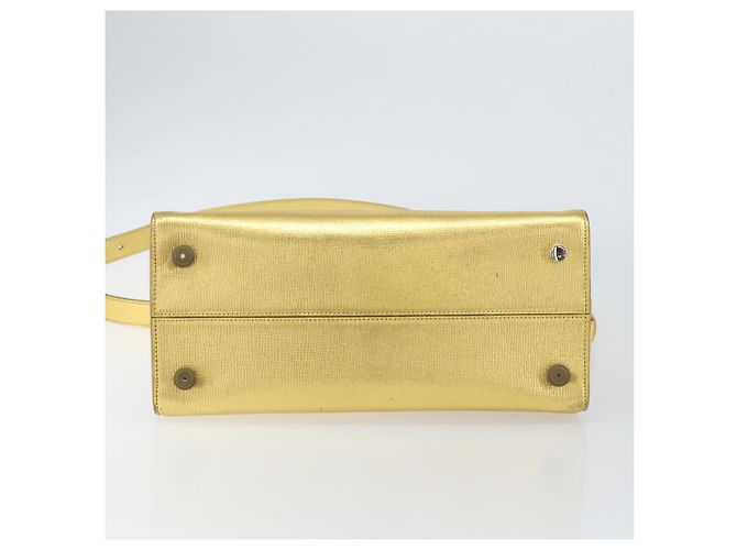 Christian Dior Hand Bag Leather 2way Gold Silver - vista 5