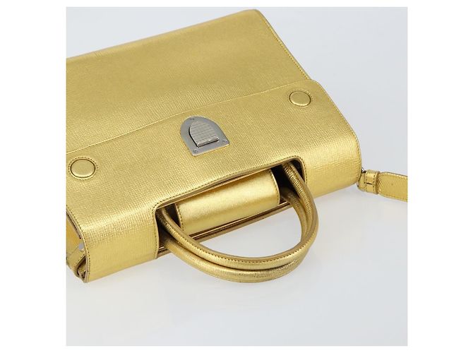 Christian Dior Hand Bag Leather 2way Gold Silver - vista 6