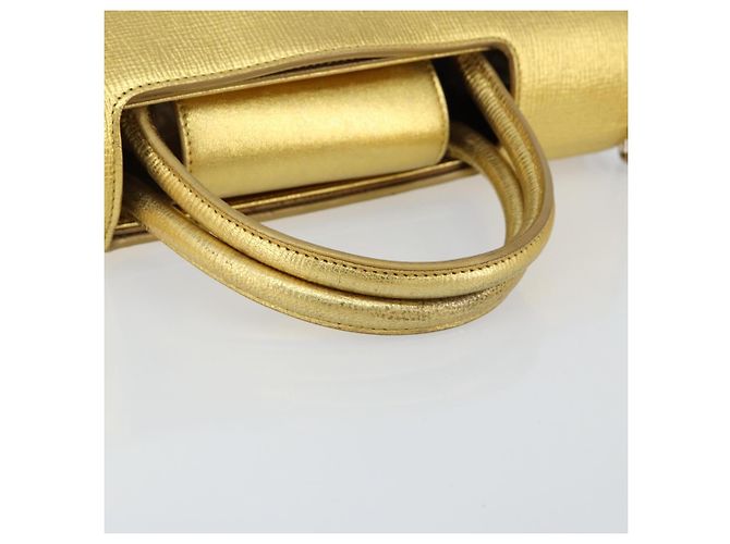 Christian Dior Hand Bag Leather 2way Gold Silver - vista 7