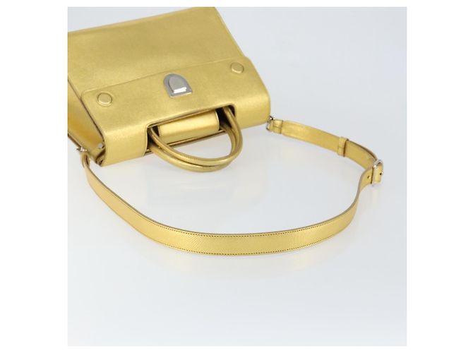 Christian Dior Hand Bag Leather 2way Gold Silver - vista 9