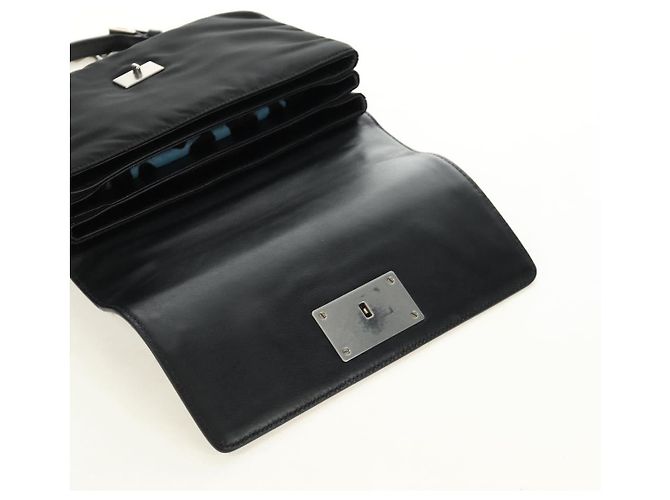 PRADA Chain Shoulder Bag Unborn Calf Skin Light Blue Silver - vista 23